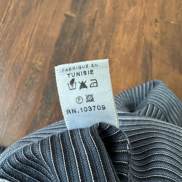 ARMANI COLLEZIONI Shirt Blue Black Pinstriped Button Up Office Preppy - Picture 8 of 10